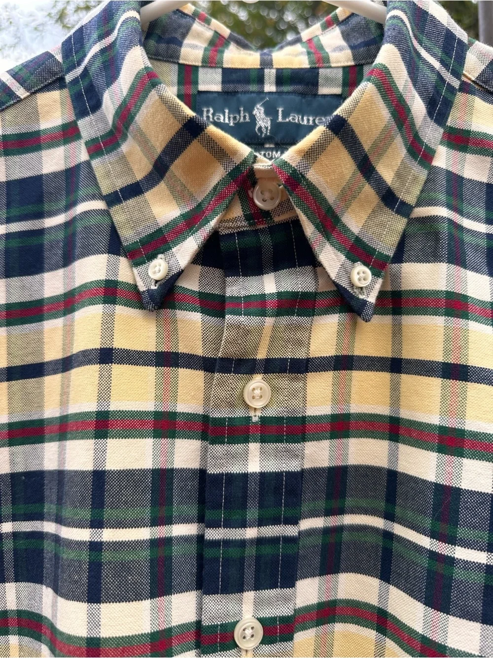 Ralph Lauren Men’s Navy and Yellow Plaid Button-Down Shirt